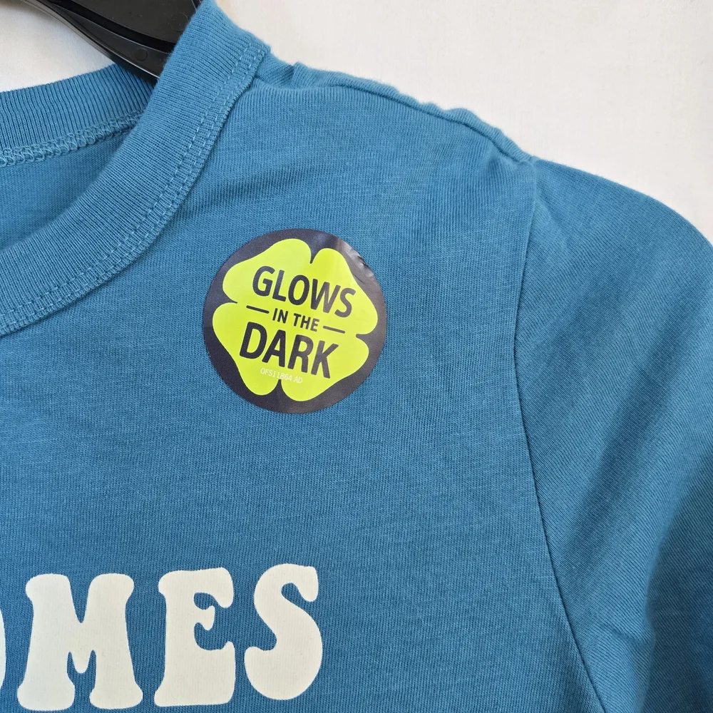 OshKosh Boys Teal Here Comes Awesome Glow In the Dark‎ Graphic Tee 10/12 NEW
